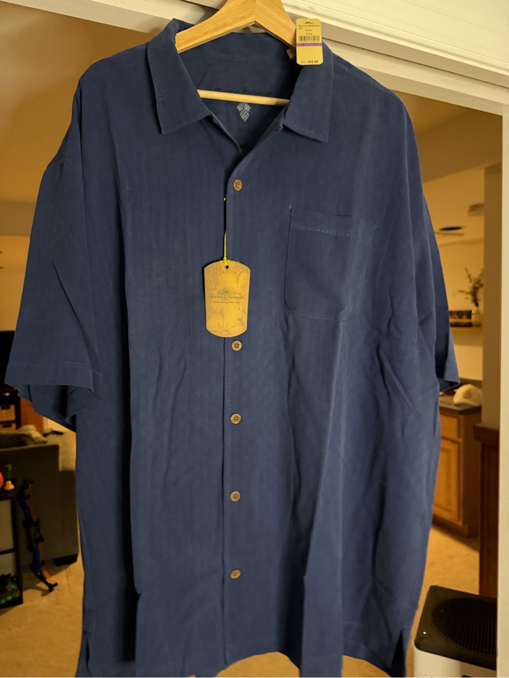 Tommy Bahama Navy Short-Sleeve Button-Down Shirt 100% silk